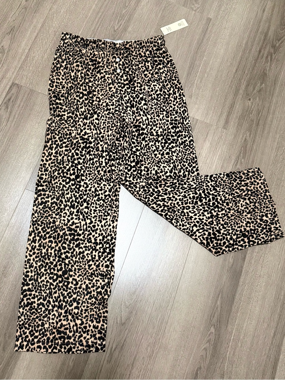 No Boundaries Leopard Print Wide Leg Pants - Black & Tan